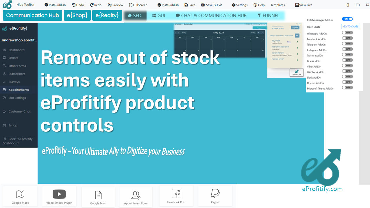 Remove out of stock items easily with eProfitify product controls